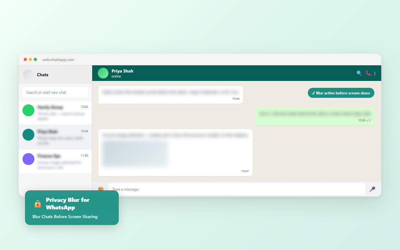 Privacy Blur for WhatsApp screenshot